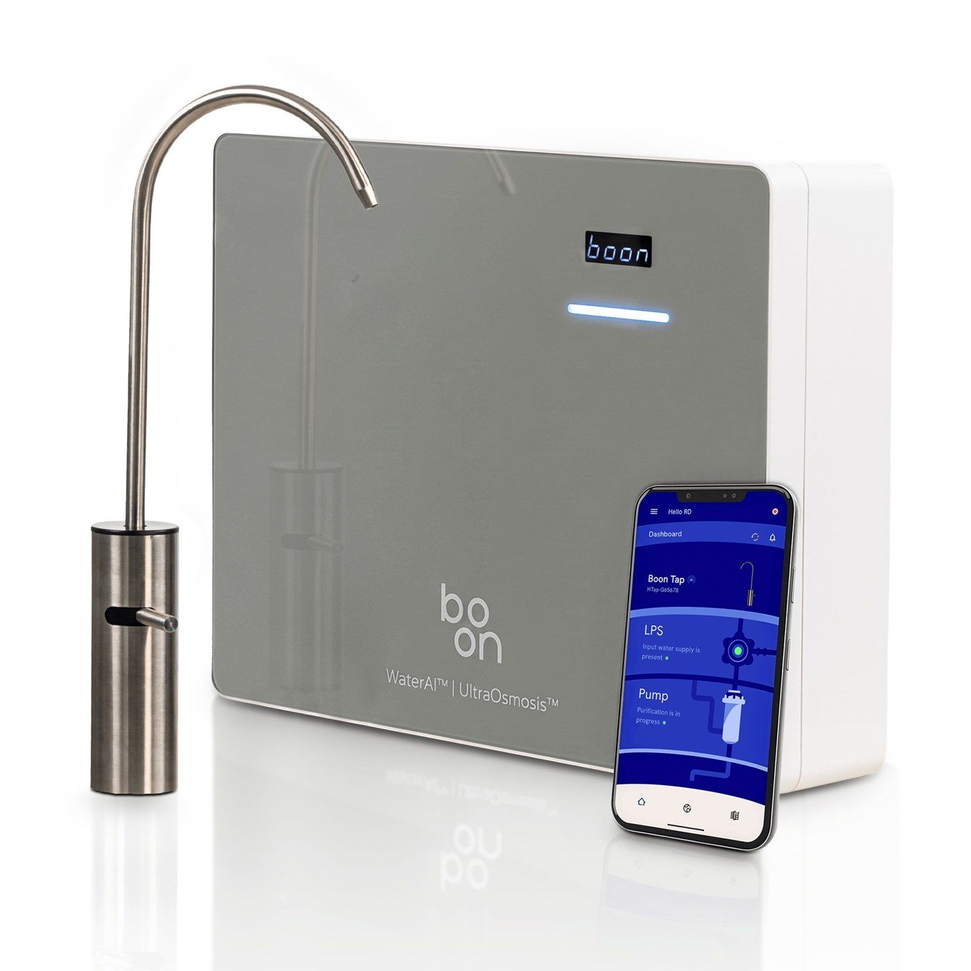 Boon Tap under-sink water purifier with steel tap